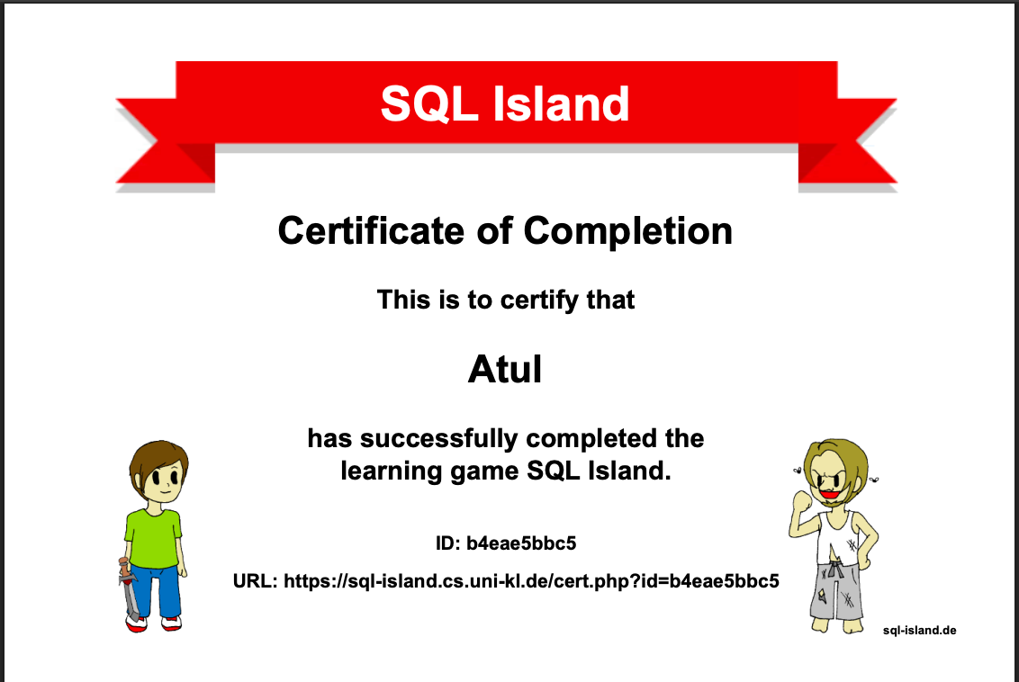 SQL ISLAND LEARNING GAME